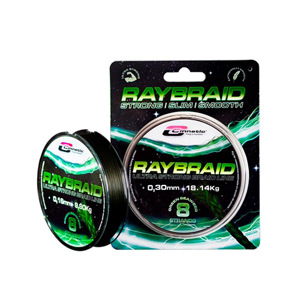 Sedal Multifilamento Cinnetic New Raybraid 8X 300M - Green Tracer 0.30mm