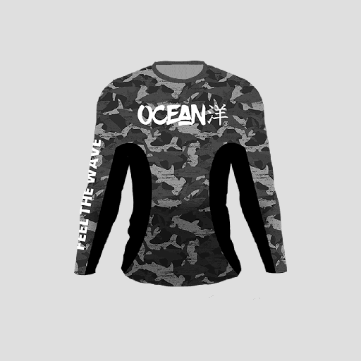[DRY006-M] Polo Dry-Fit Ocean Gray Camo Fish / Talla M