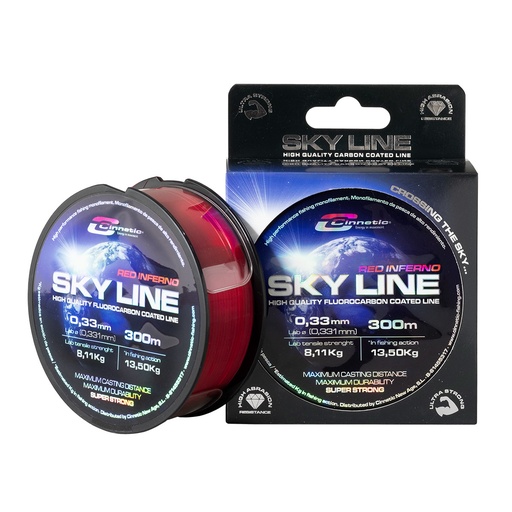 [330124] Monofilamento Cinnetic Sky Line Red Inferno 0.33mm-300 M